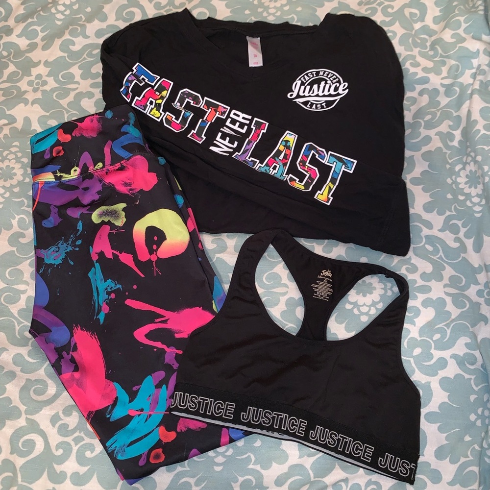 Justice Tunic, Leggings, and Sports Bra Set